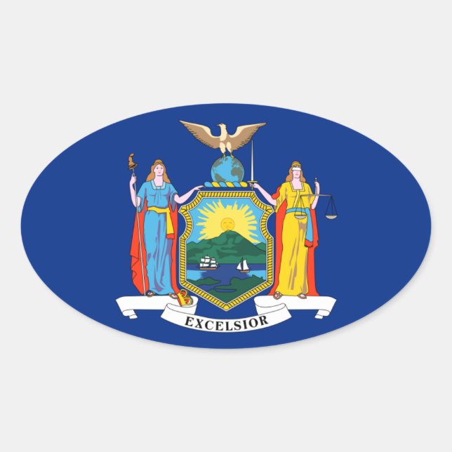 New York: The Empire State, Home Big Apple Flag Oval Sticker (Front)