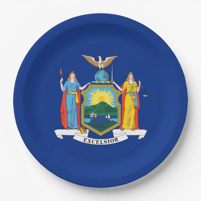 New York: The Empire State, Home Big Apple Flag Paper Plate (Front)