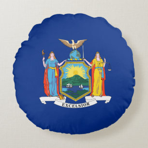 New York: The Empire State, Home Big Apple Flag Round Cushion