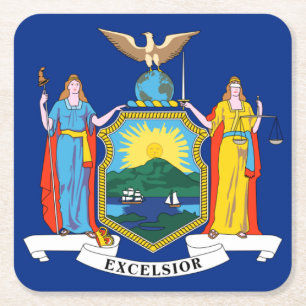 New York: The Empire State, Home Big Apple Flag Square Paper Coaster