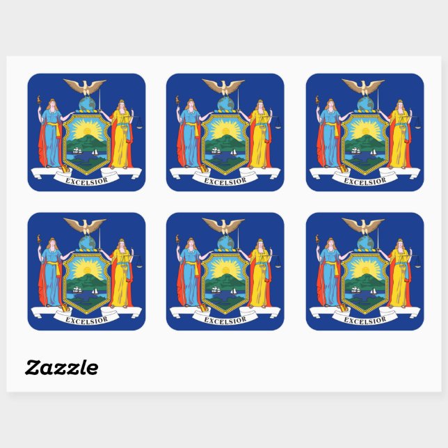 New York: The Empire State, Home Big Apple Flag Square Sticker (Sheet)