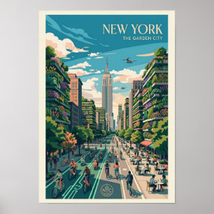 New York The Garden City Vintage Travel Poster Art