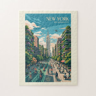 New York The Garden City Vintage Travel Poster Art Jigsaw Puzzle