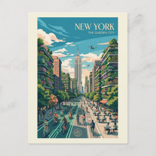 New York The Garden City Vintage Travel Poster Art Postcard