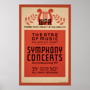 New York Theater music WPA 1940 Vintage Poster