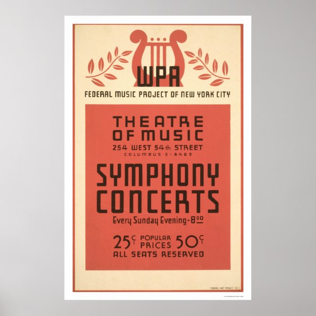 New York Theatre Music 1940 WPA Poster (Front)