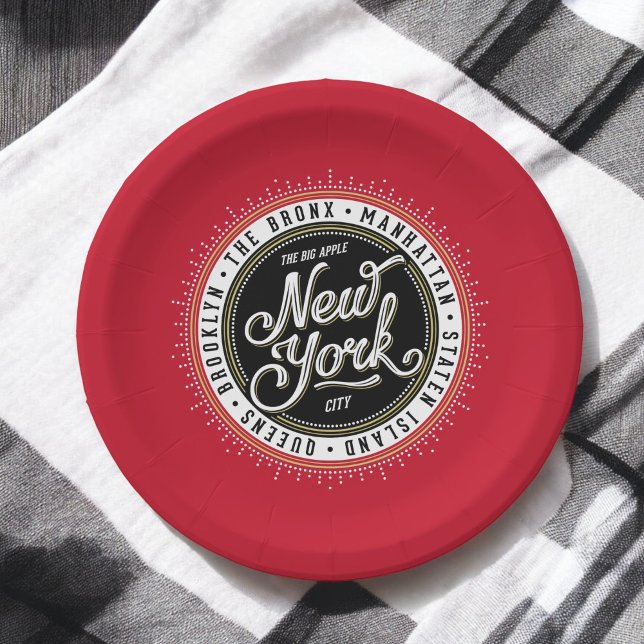 New York Theme Party Retro City Logo Paper Plate (Creator Uploaded)