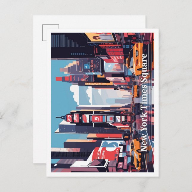 New York Times Square Pop Art Travel Illustration Postcard (Front/Back)