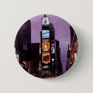 New York Times Square traffic at night 6 Cm Round Badge
