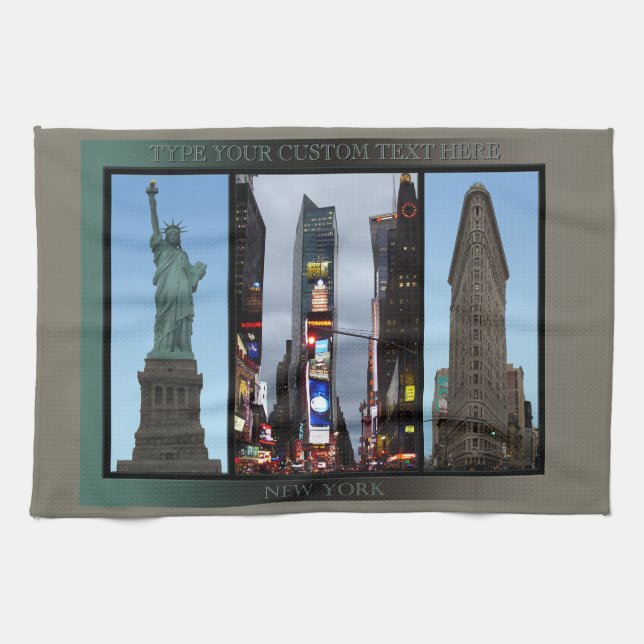 New York Towel Personalised NYC Landmark Tea Towel (Horizontal)