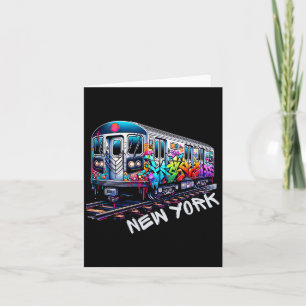 New York Train Graffiti Style, Nyc Subway Car Retr Card