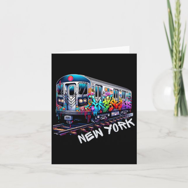 New York Train Graffiti Style, Nyc Subway Car Retr Card (Front)