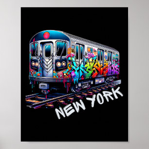 New York Train Graffiti Style, Nyc Subway Car Retr Poster