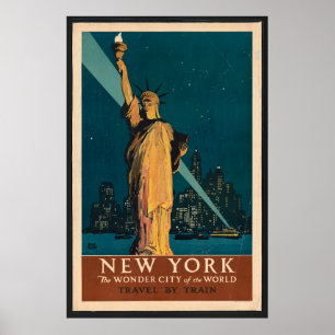 New York, Travel, Adolph Treidler Vintage 1920s Poster