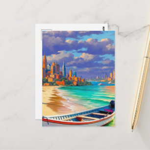New York Travel Postcard, Manhattan Skyline Postca Postcard