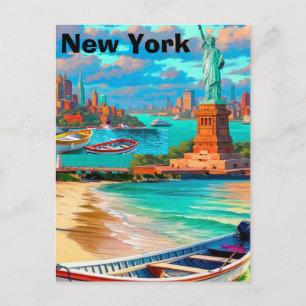New York Travel Postcard, Manhattan Skyline Postca Postcard