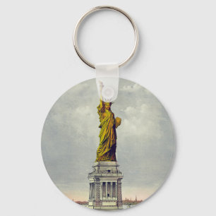 new york travel statue poster liberty art key ring