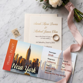 New York Trip Surprise Boarding Pass Invitation