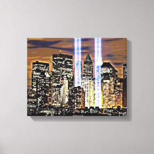 New York Twin Towers Light Beams Canvas Print