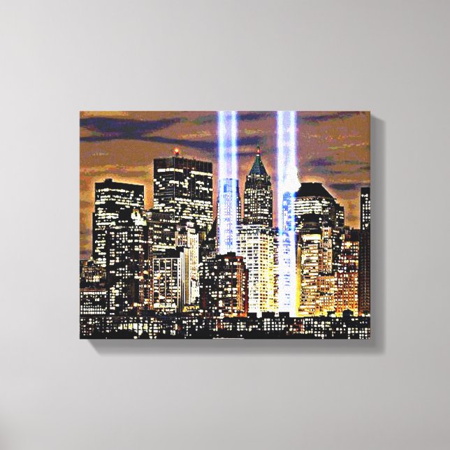New York Twin Towers Light Beams Canvas Print (Front)