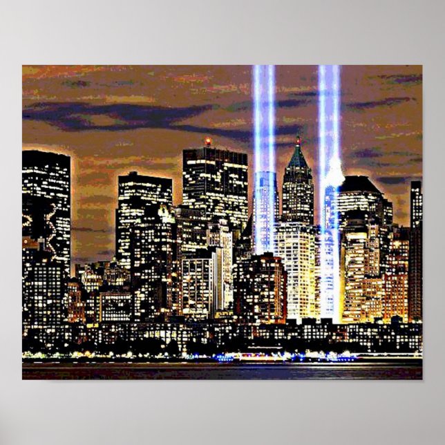 New York Twin Towers Light Beams Poster (Front)