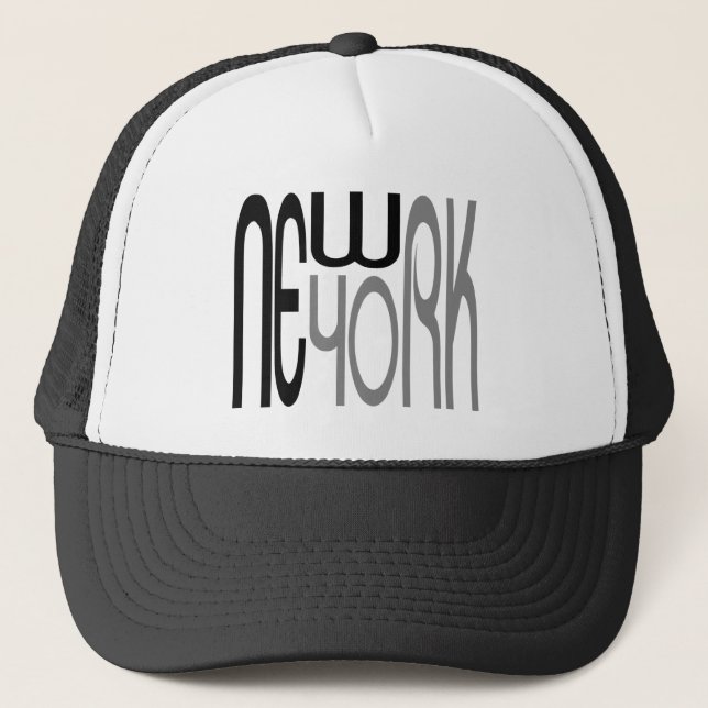 New-York-Typography Black-Grey Trucker Hat (Front)