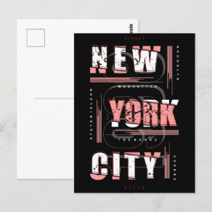 New York Typography Grid: Boroughs & City Style Postcard