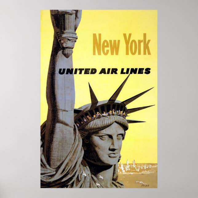 New York United Air Lines Statue Of Liberty Poster (Front)