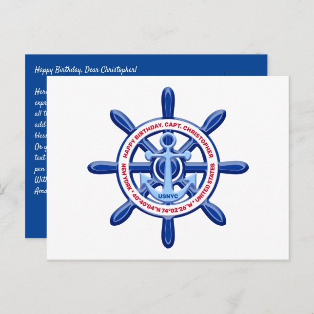 New York, United States, Customisable, Sea Travel Postcard (Front/Back)