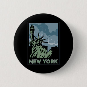 new york united states usa vintage retro travel 6 cm round badge