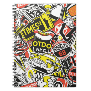 New York urban sticker patchwork abstract vintage  Notebook