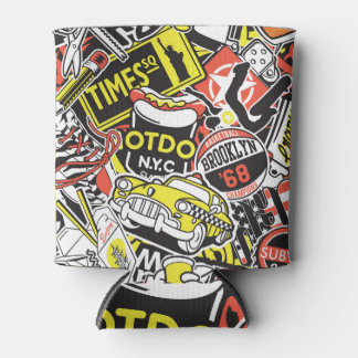 New York urban: sticker patchwork. Can Cooler