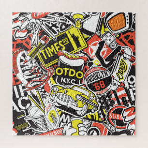 New York urban: sticker patchwork. Jigsaw Puzzle
