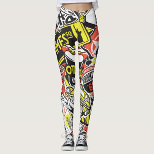 New York urban: sticker patchwork. Leggings