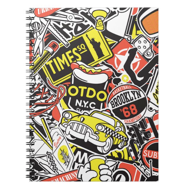 New York urban: sticker patchwork. Notebook (Front)