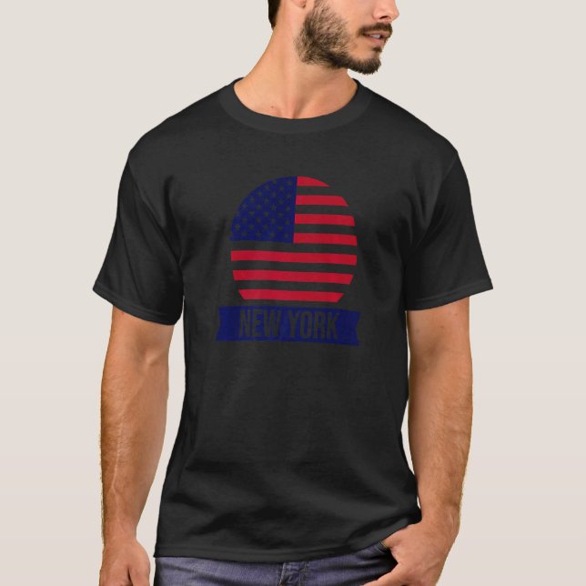 NEW YORK  USA  American place name US flag T-Shirt (Front)