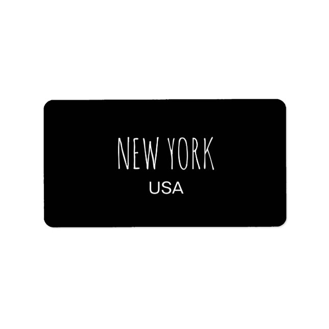 New York USA Minimalist Typography Design Label (Front)