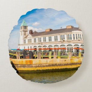NEW YORK, USA - SEP 22, 2015: New York peer on t Round Cushion