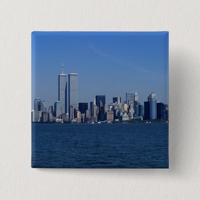 New York, USA. Skyline of downtown Manhattan 15 Cm Square Badge (Front)