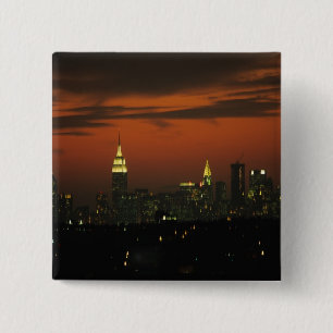 New York, USA. Skyline of uptown Manhattan 2 15 Cm Square Badge