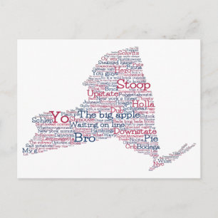 New York USA Slang Word Art Map  Postcard