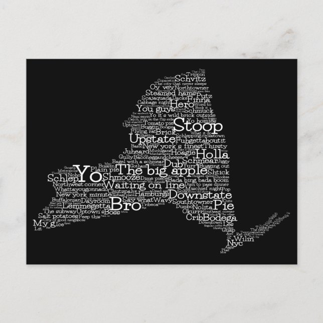 New York USA Slang Word Art Map  Postcard (Front)