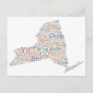 New York USA Slang Word Art Map Postcard