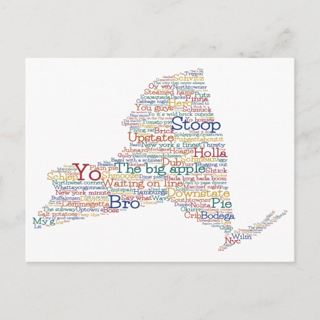New York USA Slang Word Art Map  Postcard (Front)