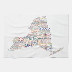 New York USA Slang Word Art Map  Tea Towel