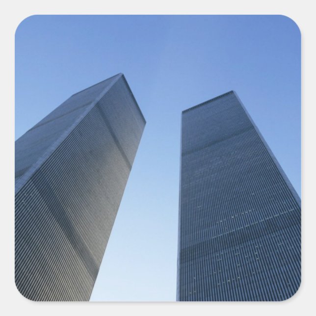 New York, USA. View up at twin towers of the Square Sticker (Front)
