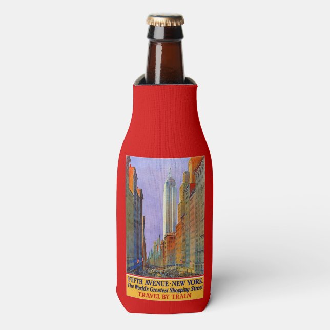 New York USA Vintage Travel bottle cooler (Bottle Front)