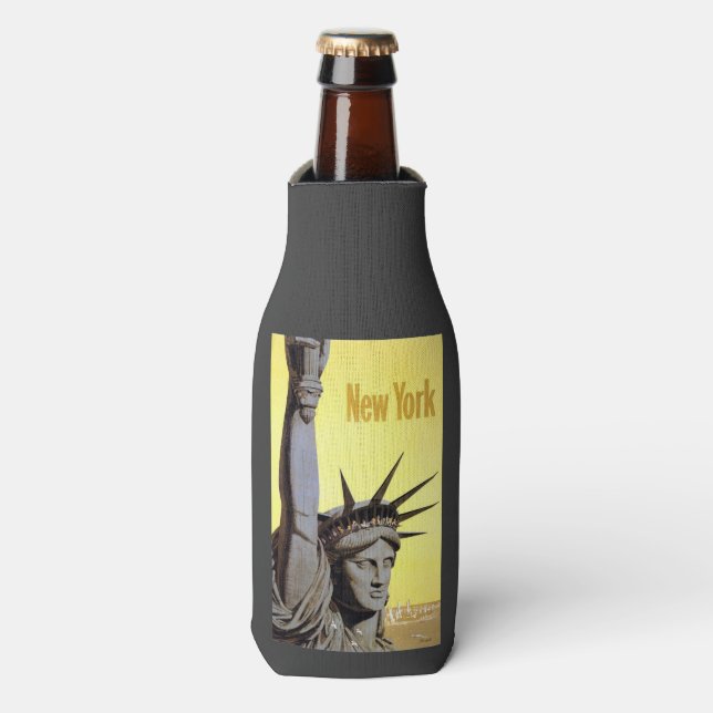 New York USA Vintage Travel bottle cooler (Bottle Front)