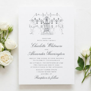 New York Venue Sketch Wedding Invitation