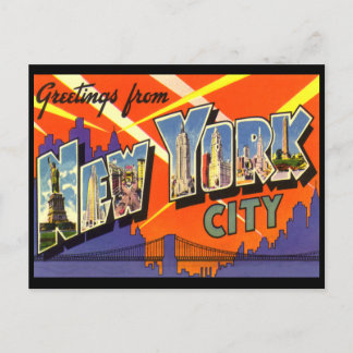 New York Vintage Greetings Postcard